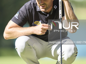 Marcel Schneider of Germany studies his shot on the 14th green on the third day of the Estrella Damm N.A. Andalucia Masters 2024 at Real Clu...