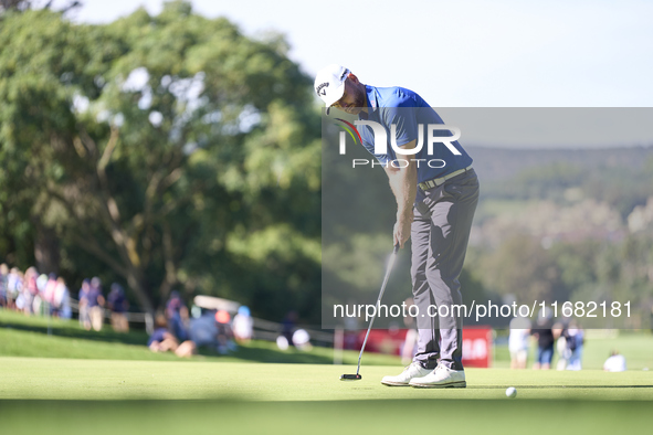 Daniel Gavins of England plays a shot on the 14th green on the third day of the Estrella Damm N.A. Andalucia Masters 2024 at Real Club de Go...