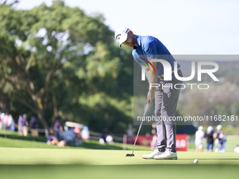 Daniel Gavins of England plays a shot on the 14th green on the third day of the Estrella Damm N.A. Andalucia Masters 2024 at Real Club de Go...