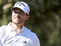 Rasmus Hojgaard of Denmark tees off on the 15th hole on the third day of the Estrella Damm N.A. Andalucia Masters 2024 at Real Club de Golf...