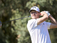 Rasmus Hojgaard of Denmark tees off on the 15th hole on the third day of the Estrella Damm N.A. Andalucia Masters 2024 at Real Club de Golf...