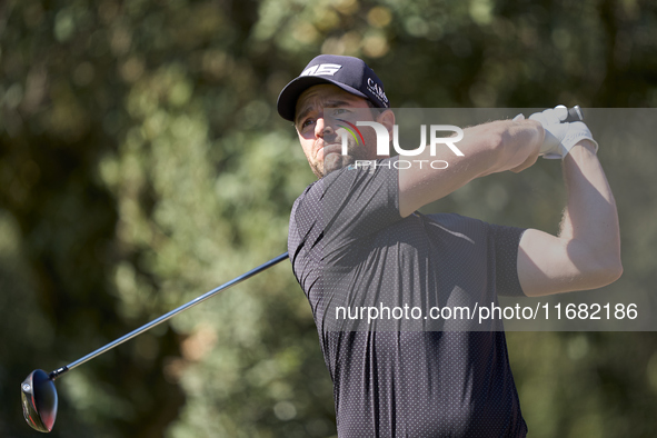 Marcel Schneider of Germany tees off on the 15th hole on the third day of the Estrella Damm N.A. Andalucia Masters 2024 at Real Club de Golf...