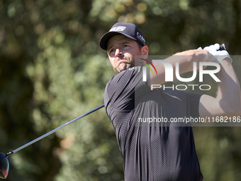 Marcel Schneider of Germany tees off on the 15th hole on the third day of the Estrella Damm N.A. Andalucia Masters 2024 at Real Club de Golf...