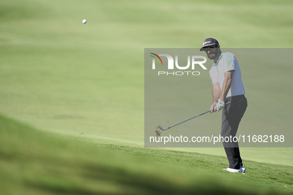 Francesco Laporta of Italy approaches his ball on the 14th green on the third day of the Estrella Damm N.A. Andalucia Masters 2024 at Real C...