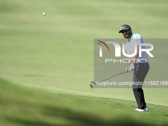 Francesco Laporta of Italy approaches his ball on the 14th green on the third day of the Estrella Damm N.A. Andalucia Masters 2024 at Real C...