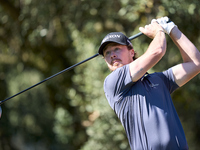 Sean Crocker of the USA tees off on the 15th hole on the third day of the Estrella Damm N.A. Andalucia Masters 2024 at Real Club de Golf Sot...