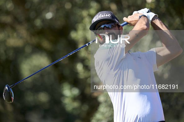 Francesco Laporta of Italy tees off on the 15th hole on the third day of the Estrella Damm N.A. Andalucia Masters 2024 at Real Club de Golf...