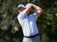 Victor Perez of France tees off on the 15th hole on the third day of the Estrella Damm N.A. Andalucia Masters 2024 at Real Club de Golf Soto...