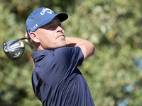 Jeff Winther of Denmark tees off on the 15th hole on the third day of the Estrella Damm N.A. Andalucia Masters 2024 at Real Club de Golf Sot...