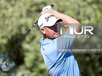 Jacques Kruyswijk of South Africa tees off on the 15th hole on the third day of the Estrella Damm N.A. Andalucia Masters 2024 at Real Club d...