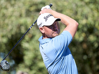 Jacques Kruyswijk of South Africa tees off on the 15th hole on the third day of the Estrella Damm N.A. Andalucia Masters 2024 at Real Club d...