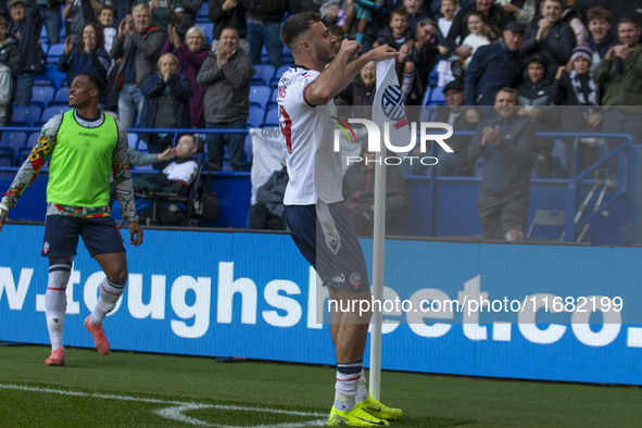 Aaron Collins #19 of Bolton Wanderers F.C. celebrates his goal during the Sky Bet League 1 match between Bolton Wanderers and Burton Albion...