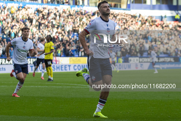 Aaron Collins #19 of Bolton Wanderers F.C. celebrates his goal during the Sky Bet League 1 match between Bolton Wanderers and Burton Albion...