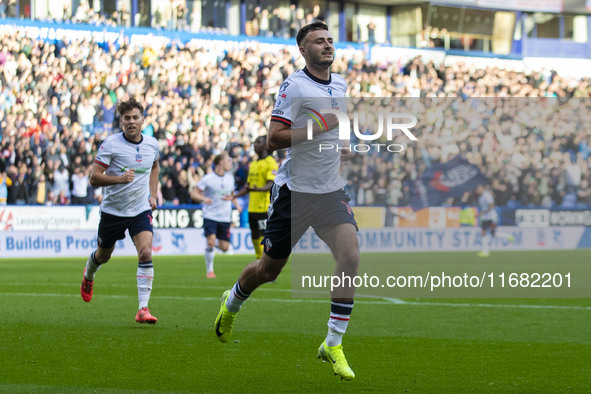 Aaron Collins #19 of Bolton Wanderers F.C. celebrates his goal during the Sky Bet League 1 match between Bolton Wanderers and Burton Albion...