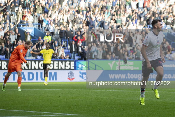 Aaron Collins #19 of Bolton Wanderers F.C. celebrates his goal during the Sky Bet League 1 match between Bolton Wanderers and Burton Albion...