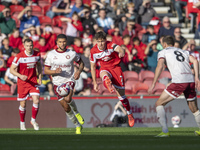 Hayden Hackney of Middlesbrough lofts the ball forward during the Sky Bet Championship match between Middlesbrough and Bristol City at the R...