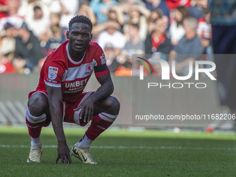 Emmanuel Latte Lath of Middlesbrough looks frustrated after missing a chance during the Sky Bet Championship match between Middlesbrough and...