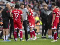 Middlesbrough Manager Michael Carrick discusses tactics with his players during the Sky Bet Championship match between Middlesbrough and Bri...