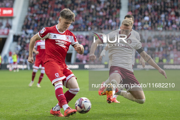 Ben Doak participates in the Sky Bet Championship match between Middlesbrough and Bristol City at the Riverside Stadium in Middlesbrough, En...