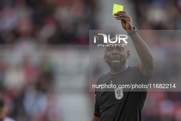 Referee Sam Allison officiates during the Sky Bet Championship match between Middlesbrough and Bristol City at the Riverside Stadium in Midd...