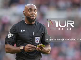 Referee Sam Allison officiates during the Sky Bet Championship match between Middlesbrough and Bristol City at the Riverside Stadium in Midd...