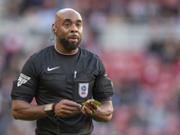 Referee Sam Allison officiates during the Sky Bet Championship match between Middlesbrough and Bristol City at the Riverside Stadium in Midd...