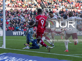 Emmanuel Latte Lath goes close during the Sky Bet Championship match between Middlesbrough and Bristol City at the Riverside Stadium in Midd...