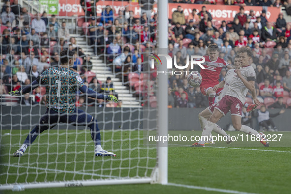 Ben Doak of Middlesbrough shoots on goal during the Sky Bet Championship match between Middlesbrough and Bristol City at the Riverside Stadi...