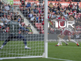 Ben Doak of Middlesbrough shoots on goal during the Sky Bet Championship match between Middlesbrough and Bristol City at the Riverside Stadi...