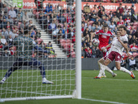 Ben Doak of Middlesbrough shoots on goal during the Sky Bet Championship match between Middlesbrough and Bristol City at the Riverside Stadi...