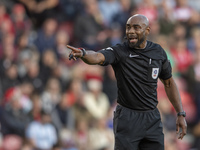 Referee Sam Allison officiates during the Sky Bet Championship match between Middlesbrough and Bristol City at the Riverside Stadium in Midd...