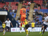 Harvey Isted #13 (GK) of Burton Albion F.C. makes a save during the Sky Bet League 1 match between Bolton Wanderers and Burton Albion at the...