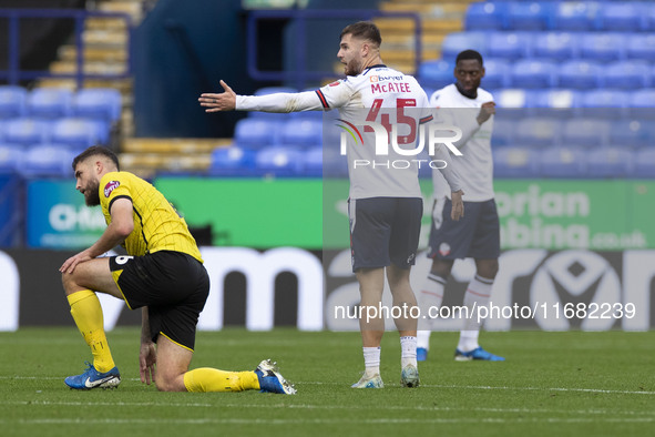 John McAtee #45 of Bolton Wanderers F.C. gesticulates during the Sky Bet League 1 match between Bolton Wanderers and Burton Albion at the To...