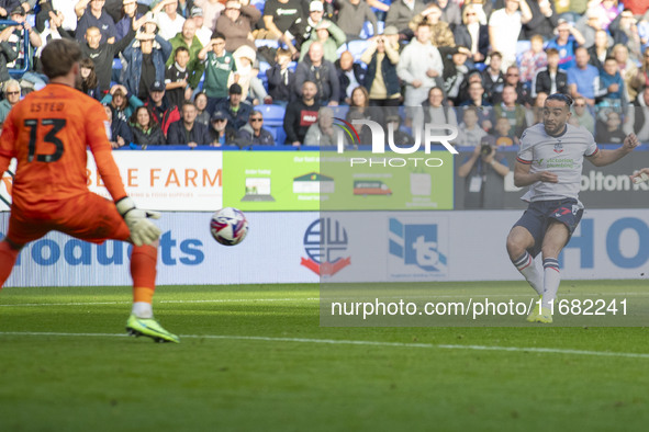 Randell Williams #27 of Bolton Wanderers F.C. scores a goal during the Sky Bet League 1 match between Bolton Wanderers and Burton Albion at...