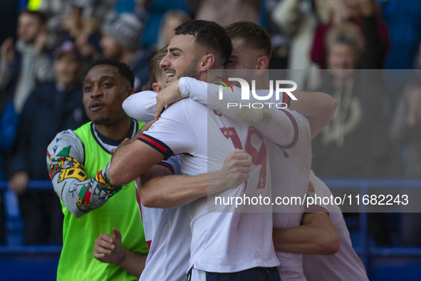 Aaron Collins #19 of Bolton Wanderers F.C. celebrates his goal during the Sky Bet League 1 match between Bolton Wanderers and Burton Albion...