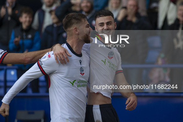 Aaron Collins #19 of Bolton Wanderers F.C. celebrates his goal during the Sky Bet League 1 match between Bolton Wanderers and Burton Albion...