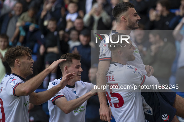 Aaron Collins #19 of Bolton Wanderers F.C. celebrates his goal during the Sky Bet League 1 match between Bolton Wanderers and Burton Albion...