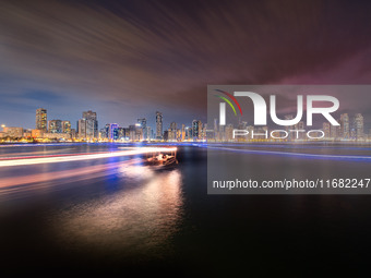 View of the Sharjah skyline from Al Majaz Waterfront in Sharjah, UAE, on October 19, 2024. (