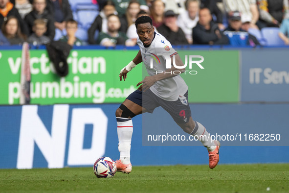 Victor Adeboyejo #9 of Bolton Wanderers F.C. is in action during the Sky Bet League 1 match between Bolton Wanderers and Burton Albion at th...