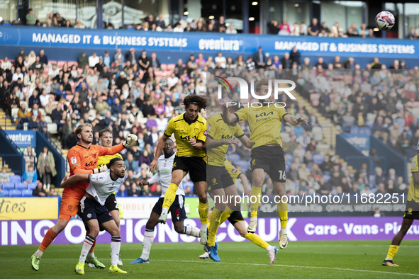 Jack Cooper Love #16 of Burton Albion F.C. clears the area during the Sky Bet League 1 match between Bolton Wanderers and Burton Albion at t...