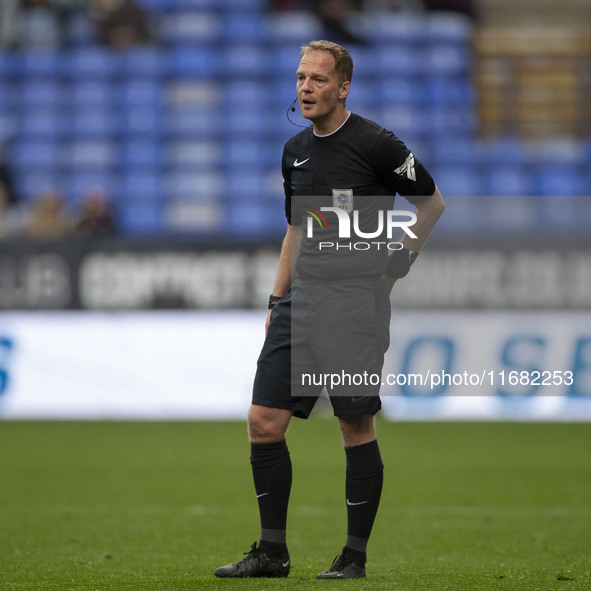 Referee Martin Coy officiates the Sky Bet League 1 match between Bolton Wanderers and Burton Albion at the Toughsheet Stadium in Bolton, Eng...