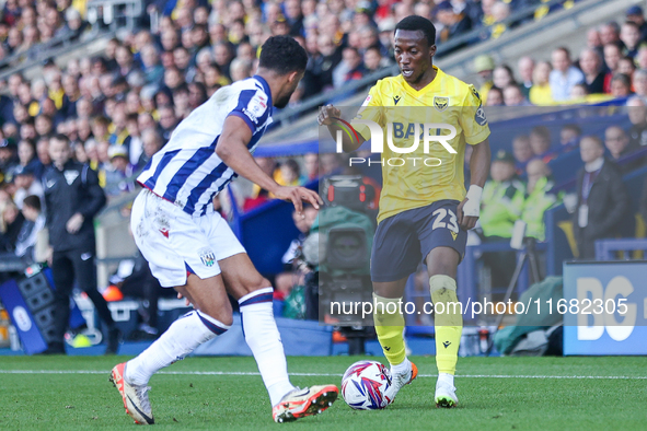 #2, Darnell Furlong of WBA shadows #23, Siriki Dembele of Oxford during the Sky Bet Championship match between Oxford United and West Bromwi...