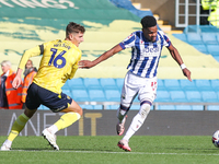 #11, Grady Diangana of WBA holds off #16, Ben Nelson of Oxford during the Sky Bet Championship match between Oxford United and West Bromwich...