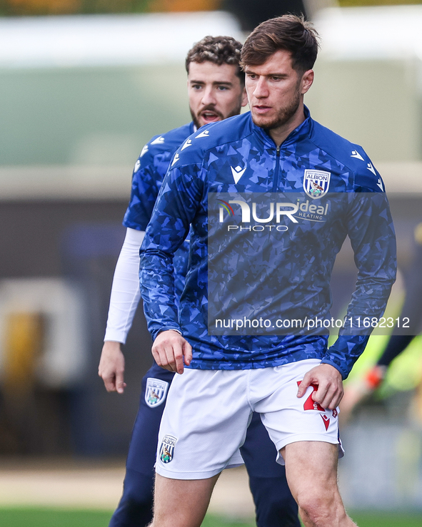 Paddy McNair of WBA warms up during the Sky Bet Championship match between Oxford United and West Bromwich Albion at the Kassam Stadium in O...