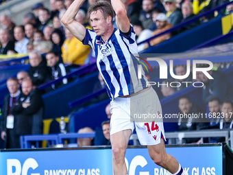 Number 14, Torbjorn Heggem of WBA, takes a throw-in during the Sky Bet Championship match between Oxford United and West Bromwich Albion at...