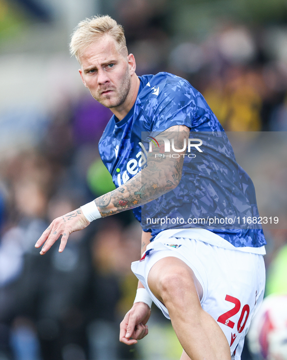 #20, Uros Racic of WBA warms up during the Sky Bet Championship match between Oxford United and West Bromwich Albion at the Kassam Stadium i...