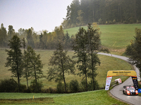 Driver Andreas Mikkelsen and co-driver Torstein Eriksen of the Hyundai Shell Mobis World Rally Team, in a Hyundai i20 N Rally1 Hybrid, face...