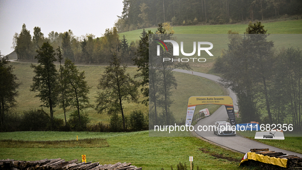 Driver Jourdan Serderidis and co-driver Frederic Miclotte of the M-Sport Ford WRT, Ford Puma Rally1 Hybrid, face the third day of the race d...