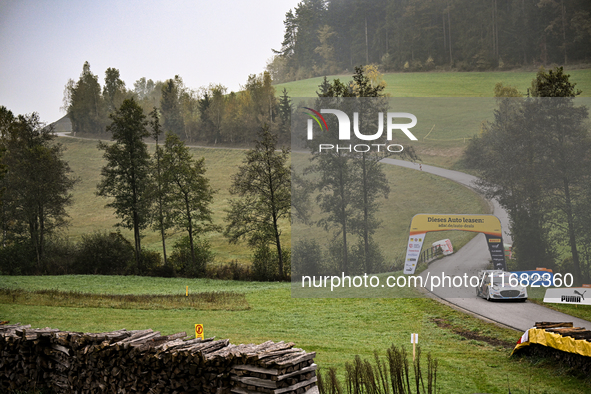 Driver Gregoire Munster and co-driver Louis Louka of the M-Sport Ford World Rally Team in a Ford Puma Rally1 Hybrid face the third day of th...