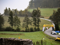 Driver Gregoire Munster and co-driver Louis Louka of the M-Sport Ford World Rally Team in a Ford Puma Rally1 Hybrid face the third day of th...